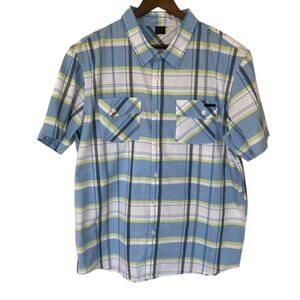 Oakley Blue and White Plaid button Up Shirt - Size 2XL